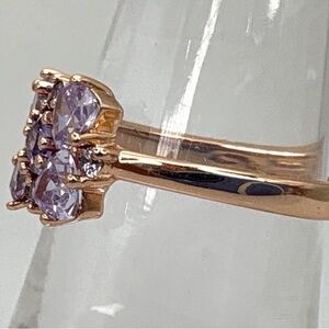 Rose Gold Pink Crystal Cluster Ring